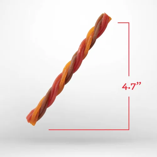Miniatura 9 de Dreambone Triple Flavor Twisties, 25 unidades, masticables para perros sin cuero crudo hechos con carne de res real, cerdo y pollo, 7.05 onzas