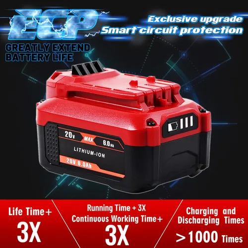 Miniatura 3 de TenHutt 【Actualización】 Batería de repuesto de 20 V 6.0 Ah para Craftsman 20 V batería de iones de litio V20 para herramientas eléctricas