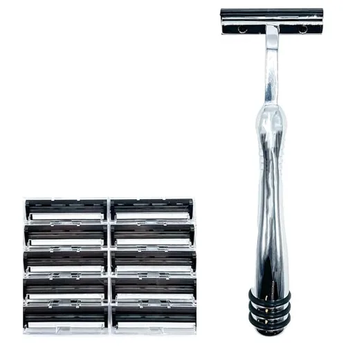 Taconic Shave, Maquinilla de afeitar de doble hoja de metal pesado no pivotante compatible con GIllette Trac II, Personna y repuestos Taconic - 10