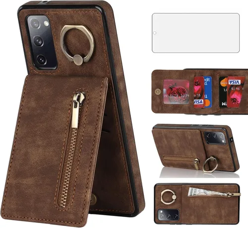 Asuwish Funda de teléfono para Samsung Galaxy S20 FE 5G de 6.5 pulgadas con protector de pantalla y tarjetero RFID, soporte para celda S 20 EF UW