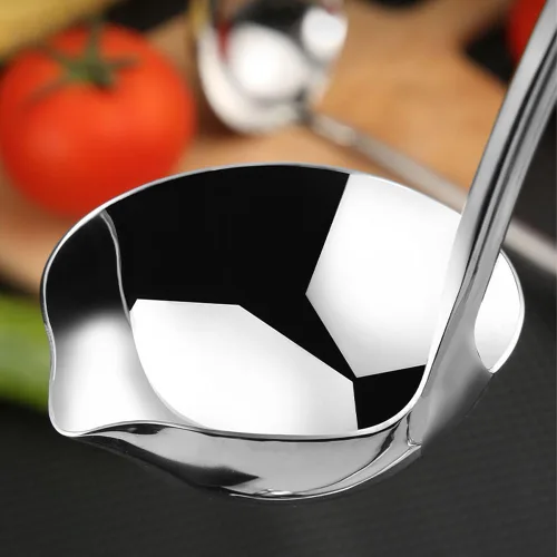 Miniatura 2 de Cucharón luminoso para sopa con boquilla de vertido, acero inoxidable 18/8 de alta calidad, cucharón de 12 pulgadas para servir, cocinar, enlatar