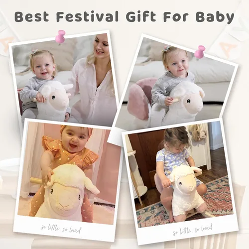 Miniatura 2 de labebe - Caballo mecedor de oveja bebé, animales mecedores de peluche para niños, balancín Ovis Aries con cinturón de seguridad para bebés de 6