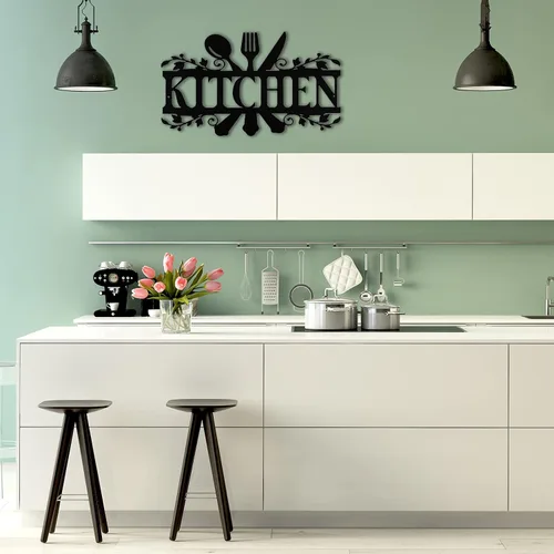 Miniatura 5 de Hotop Letrero de Metal Negro para Cocina, Imágenes de Cocina de Granja Decoración de Pared Arte de Pared Rústico de Campo para Mardi Gras Pascua