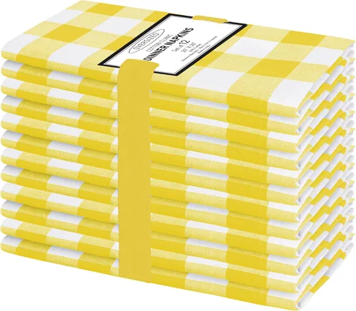 Miniatura 14 de Cotton Clinic Servilletas de tela 100% algodón, grandes, 20 x 20 pulgadas, juego de 4 servilletas de mesa a cuadros a cuadros – Servilletas de mesa