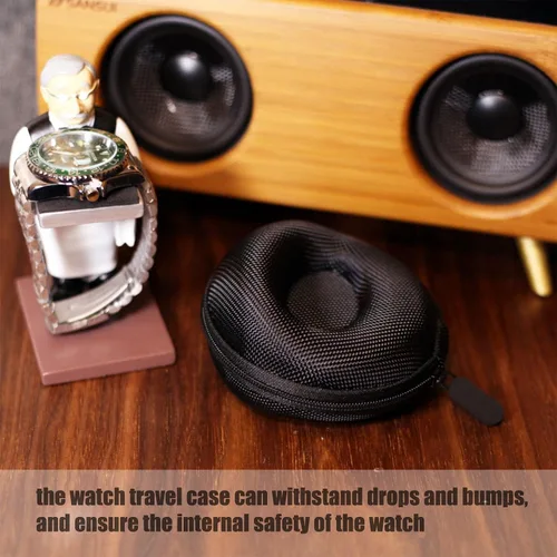 Miniatura 5 de Besforu Estuche de viaje para reloj para hombres y mujeres, caja de almacenamiento portátil de un solo reloj y organizador para relojes de pulsera