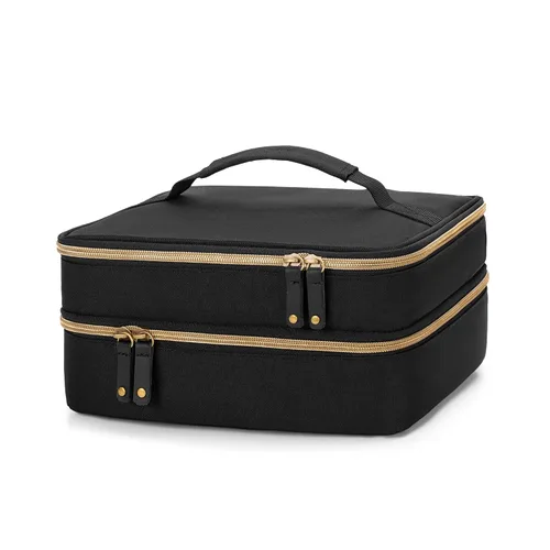 Miniatura 8 de CURMIO Estuche de transporte de viaje para cortapelos de doble capa, organizador de suministros de peluquería, bolsa de almacenamiento compatible