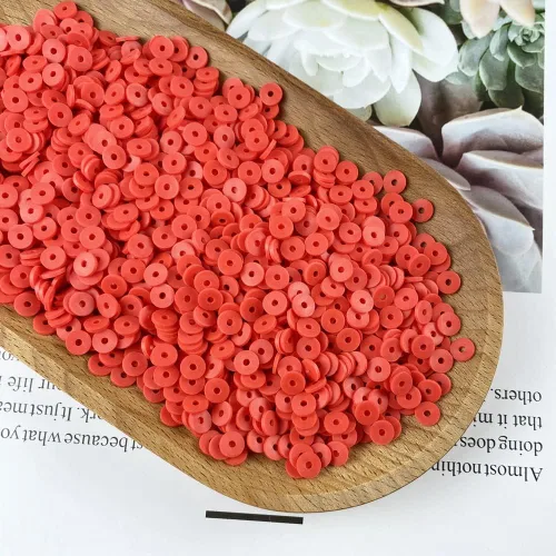 Miniatura 2 de 2000 cuentas de arcilla roja Heishi cuentas planas de arcilla polimérica para hacer joyas, aretes, pulseras, collares Rojo