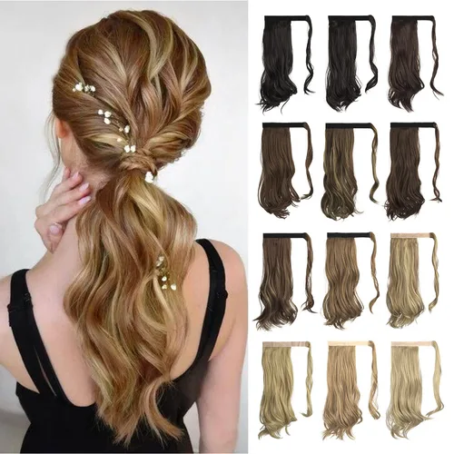 Miniatura 9 de SOFEIYAN - Extensión de cola de caballo rizada de 15 pulgadas, pelo sintético resistente al calor, pieza de cabello ondulada natural, para envolver