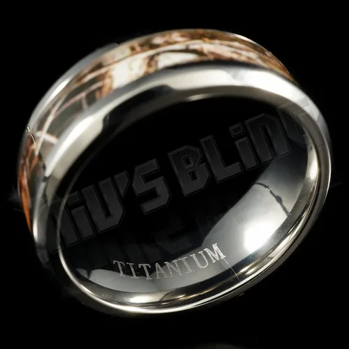 Miniatura 5 de Niv's Bluing, anillo de boda de titanio con incrustaciones de camuflaje de 0.315in