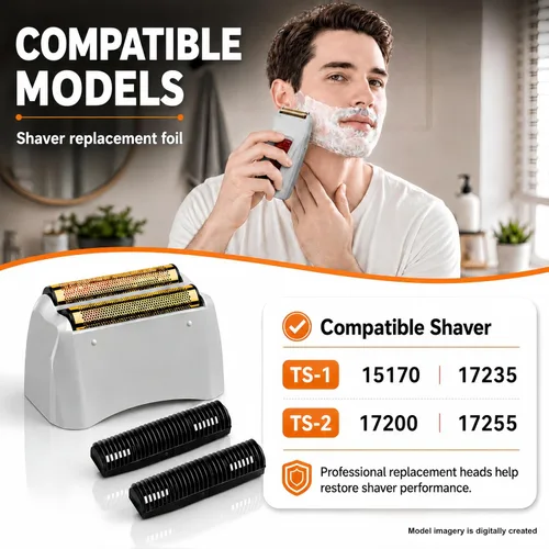 Miniatura 3 de Paquete de 3 láminas de repuesto para afeitadora Pro y cortadoras compatibles con andis No.17150/17155/17200 ProFoil de repuesto de litio dorado