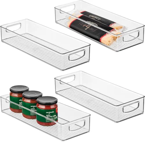 Miniatura 10 de iDesign Contenedor de almacenamiento transparente extra largo delgado Organizador estrecho, apilable, de cocina o despensa