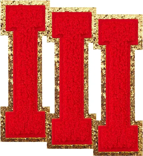 Miniatura 42 de 3 parches de números de chenilla negra, tamaño grande de 4-1/2" parches de números para planchar, parches universitarios para ropa, 8" Borde oro rosa