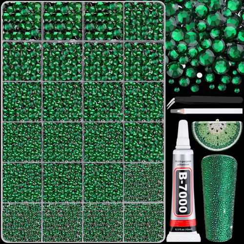 Miniatura 27 de 12000 diamantes de imitación de resina para decorar con brillantes con 3 piezas de pegamento para joyería B7000, 2 cajas de diamantes de imitación