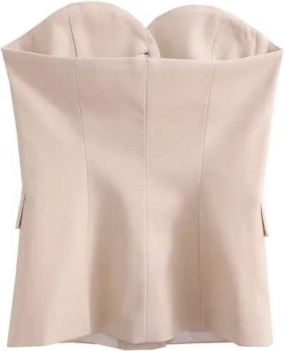 Miniatura 2 de Chaleco de traje sin tirantes para mujer, chaleco formal con botones en la parte delantera, chaleco con bolsillos