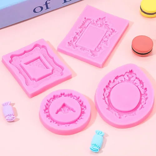 Miniatura 5 de 4 moldes de silicona para chocolate, estilo barroco, moldes de arcilla seca al aire para fondant, molde de marco de resina para manualidades