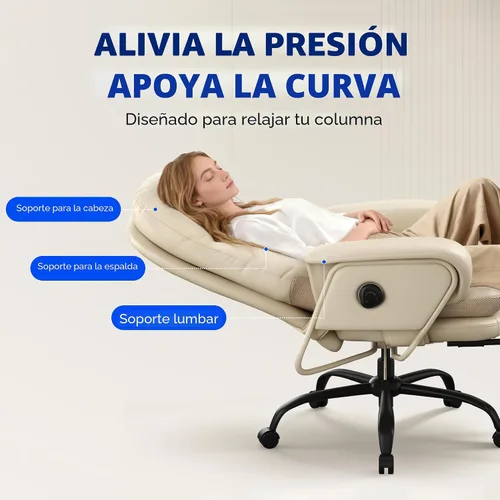 Miniatura 9 de FLEXISPOT Tumbona 2 en 1 para interiores con ruedas, reposapiés reclinable de 90-165°, sillas de oficina en casa para sala de estar, dormitorio