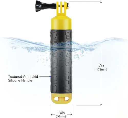 Miniatura 6 de SOONSUN Empuñadura flotante impermeable para GoPro Hero 13 12 11 10 9 8 7 6 5 4 3+ 2, Sesión, Fusion, Max, SJCAM, AKASO, DJI Osmo Action
