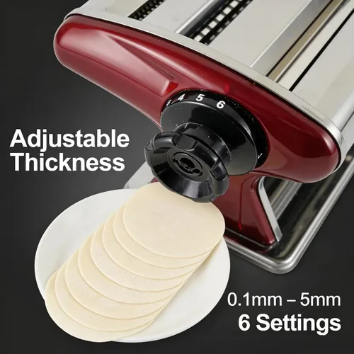Miniatura 3 de LEONEBEB Máquina de pasta y rodillo de manivela de mano - Máquina de fideos manual 2 en 1 con cortadores integrados de 0.079 in/0.157 in, grosor