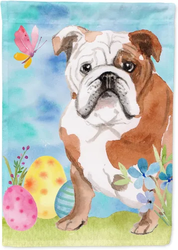 Caroline's Treasures BB9626GF Bandera de jardín de Pascua con diseño de bulldog inglés para buzón, bandera decorativa para patio exterior, obras de