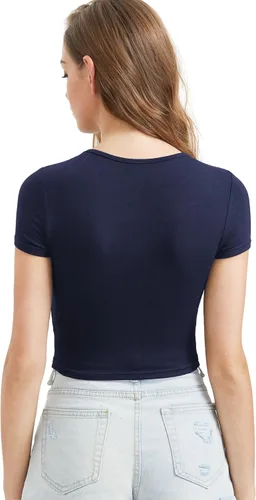 Miniatura 4 de SweatyRocks - Ombliguera básica de manga corta y cuello redondo para mujer