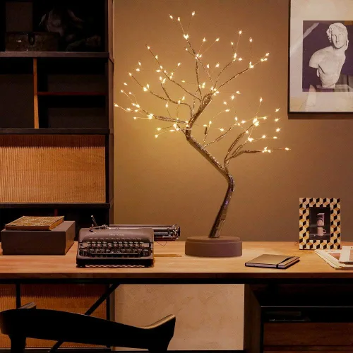 Miniatura 2 de OTAVILEM - Lámpara de mesa LED en forma de árbol bonsái, lámparas estéticas en forma de árbol para sala de estar, bonita luz nocturna, funciona