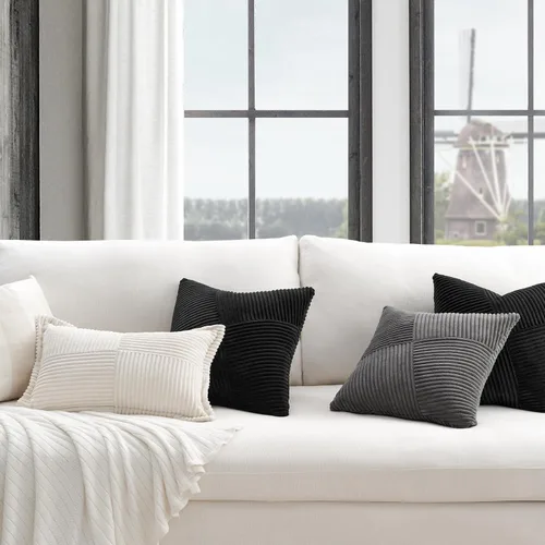 Miniatura 6 de Topfinel Juego de 2 fundas de almohada decorativas negras de 16 x 16 pulgadas para sofá, cama, decoración rústica estilo bohemio para el hogar
