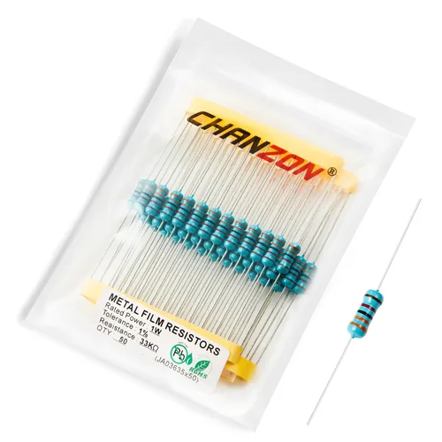 Miniatura 37 de Chanzon 50 piezas 1 W 10 Ω ohm Resistencia de película metálica fija de tolerancia 0.01 ±1% 10R MF Resistencias de agujero pasante con limitación