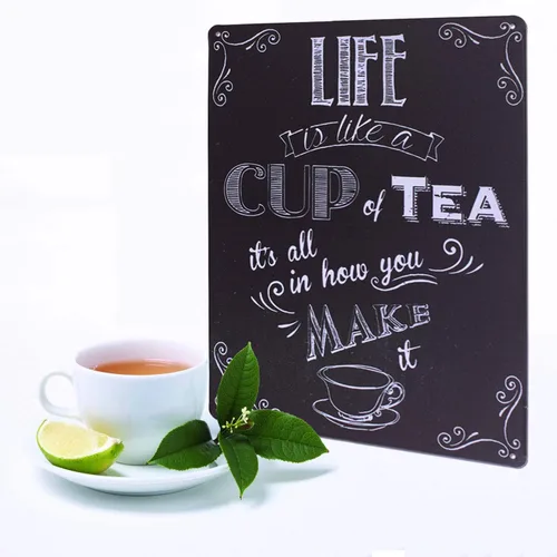 Miniatura 2 de ARTCLUB Placa de metal con texto en inglés "Enjoy Your Life" ("Life is Like a CUP of Tea") con texto en inglés "Enjoy Your Life", placa antigua