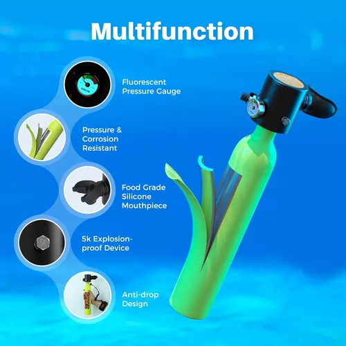 Miniatura 5 de SMACO S300 Plus Mini tanque de buceo 0.5L tanque de aire pulmonar tanque de buceo portátil para exploración subacuática kit de cilindro de buceo