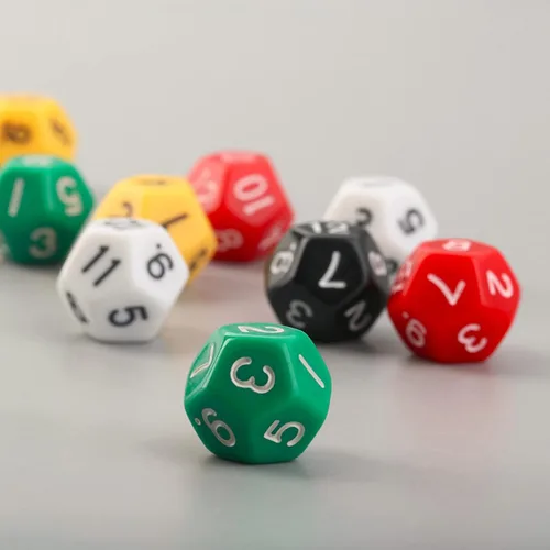 Miniatura 8 de Juego de 10 dados poliédricos de escultura D12 de acrílico de 12 caras para fiesta de club, familia, juego de mesa
