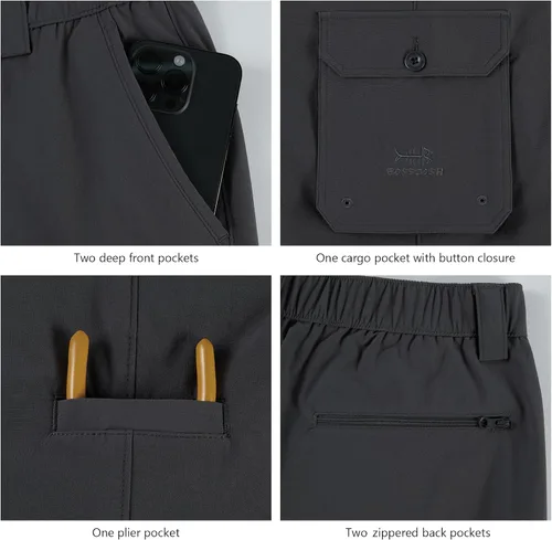 Miniatura 4 de BASSDASH Pantalones cargo de pesca para hombre, resistentes al agua, de secado rápido, ligeros, UPF 50+ para senderismo al aire libre, pantalones