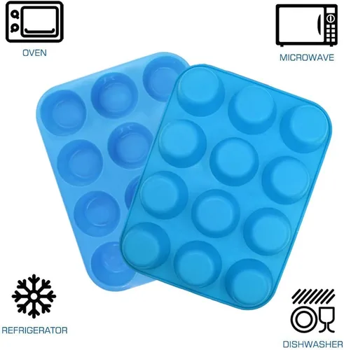 Miniatura 6 de Qtopun Mini molde de silicona para magdalenas, 4 unidades de 24 tazas de molde de silicona para hornear, moldes de silicona para magdalenas