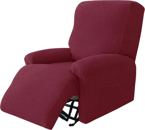 Miniatura 10 de CONRUSER Funda elástica para sillón reclinable, 4 piezas, funda gruesa para sofá de un solo asiento, funda de jacquard suave para sillón reclinable