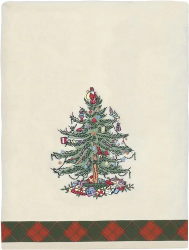 Miniatura 9 de Spode - Alfombra de baño, alfombra de baño de algodón, decoración de baño navideño, colección tartán de árbol de Navidad