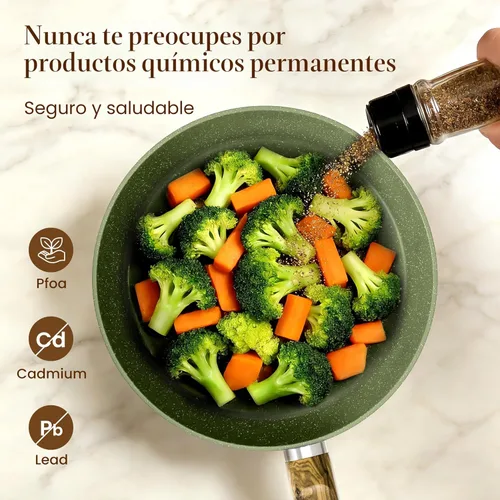 Miniatura 5 de Kitchen Academy Juego de ollas y sartenes no tóxicas antiadherentes, juego de utensilios de cocina de inducción de 12 piezas, juego de ollas y Verde