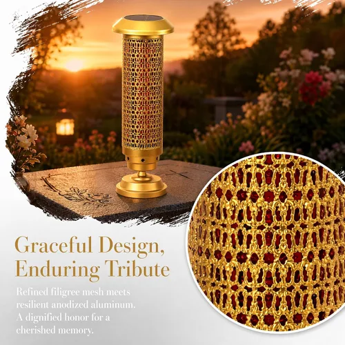 Miniatura 7 de Luces solares para cementerio, malla de filigrana, luces solares conmemorativas para tumba
