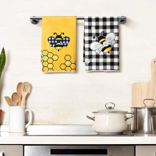 Miniatura 4 de Geyoga 4 toallas de cocina de abeja, toallas de mano absorbentes para cocina de verano, baño, decoración del hogar, 16 x 24 pulgadas