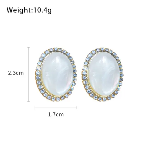Miniatura 5 de Vcagirest Aretes de perlas ovaladas de diamantes brillantes para mujer