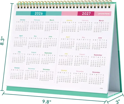 Miniatura 3 de Calendario de escritorio 2026-2027, calendario 2026-2027, julio de 2026 a diciembre de 2027, 9.8 x 8.3 pulgadas, calendario de escritorio con tapa