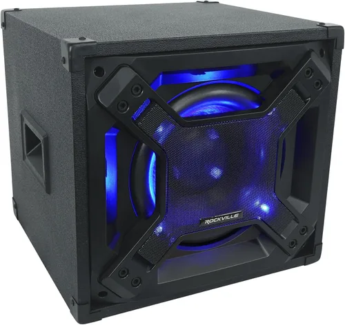 Miniatura 3 de Rockville BASS Blaster 10 - Subwoofer de cine en casa de 10 pulgadas con alimentación de 750 W, iluminación LED, entradas/salidas RCA, cruce