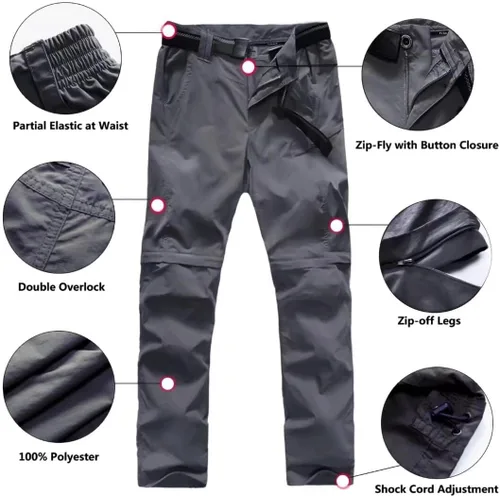 Miniatura 5 de Pantalones de secado rápido para niños para exteriores, pantalones cargo para senderismo, escalada, pantalones convertibles, pantalones de pesca