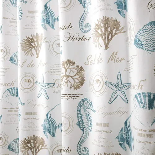 Miniatura 3 de Lush Decor Harbor Life Cortina de ducha, 72 pulgadas de ancho x 72 pulgadas de largo, azul y gris pardo - Curtians de ducha de tela - Decoración