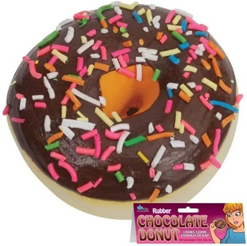 Unbranded Donut de goma falsa cubierta de chocolate con aspecto de espolvoreo, broma real, broma, broma divertida