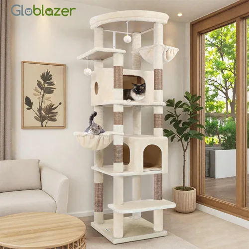 Miniatura 5 de Globlazer Árbol para gatos resistente, torre resistente de 74 pulgadas para gatos grandes y adultos, árbol grande para gatos con 7 postes rascadores