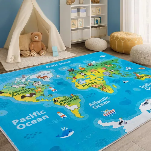 Miniatura 16 de Alfombras infantiles para sala de juegos, suave y antideslizante, alfombra educativa redonda de 4 x 4 pies para aprender alfabetos ABC, números