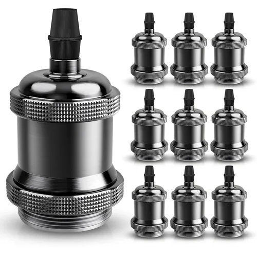 Miniatura 11 de DiCUNO E26 Enchufe de lámpara Edison vintage, portalámparas colgante retro, reemplazo de portalámparas, aspecto antiguo para iluminación industrial