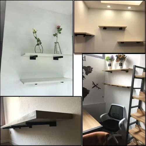 Miniatura 7 de Soporte de estante rústico flotante en T, soportes para estantes ocultos colgantes, soporte de estante de partición de carga para montaje en pared