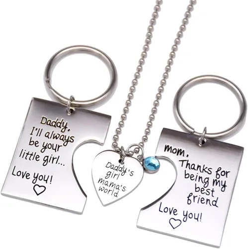 Miniatura 2 de O.RIYA Daddy's Girl Mommy's World - Juego de collar con dije de llavero de 3 piezas, regalo para hija, regalos para niñas pequeñas