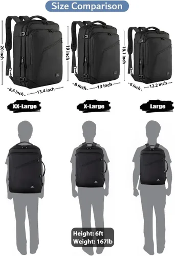 Miniatura 8 de MATEIN - Mochila de viaje extragrande de 10.56 galones, mochila de viaje ampliable apta para aerolíneas, para viajeros de fin de semana, hombres