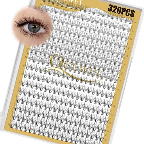 Miniatura 43 de QUEWEL 580 racimos de pestañas 30D+40D+50D+60D+80D+100D racimos de pestañas wispy de 10-18mm, pestañas individuales en racimo reutilizables